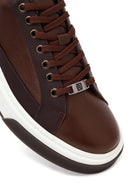 Male Brown Lace-Up Thick-Soled Leather Sneaker | Derimod