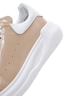 Women's Beige Patent Leather Thick Soled Sneaker | Derimod