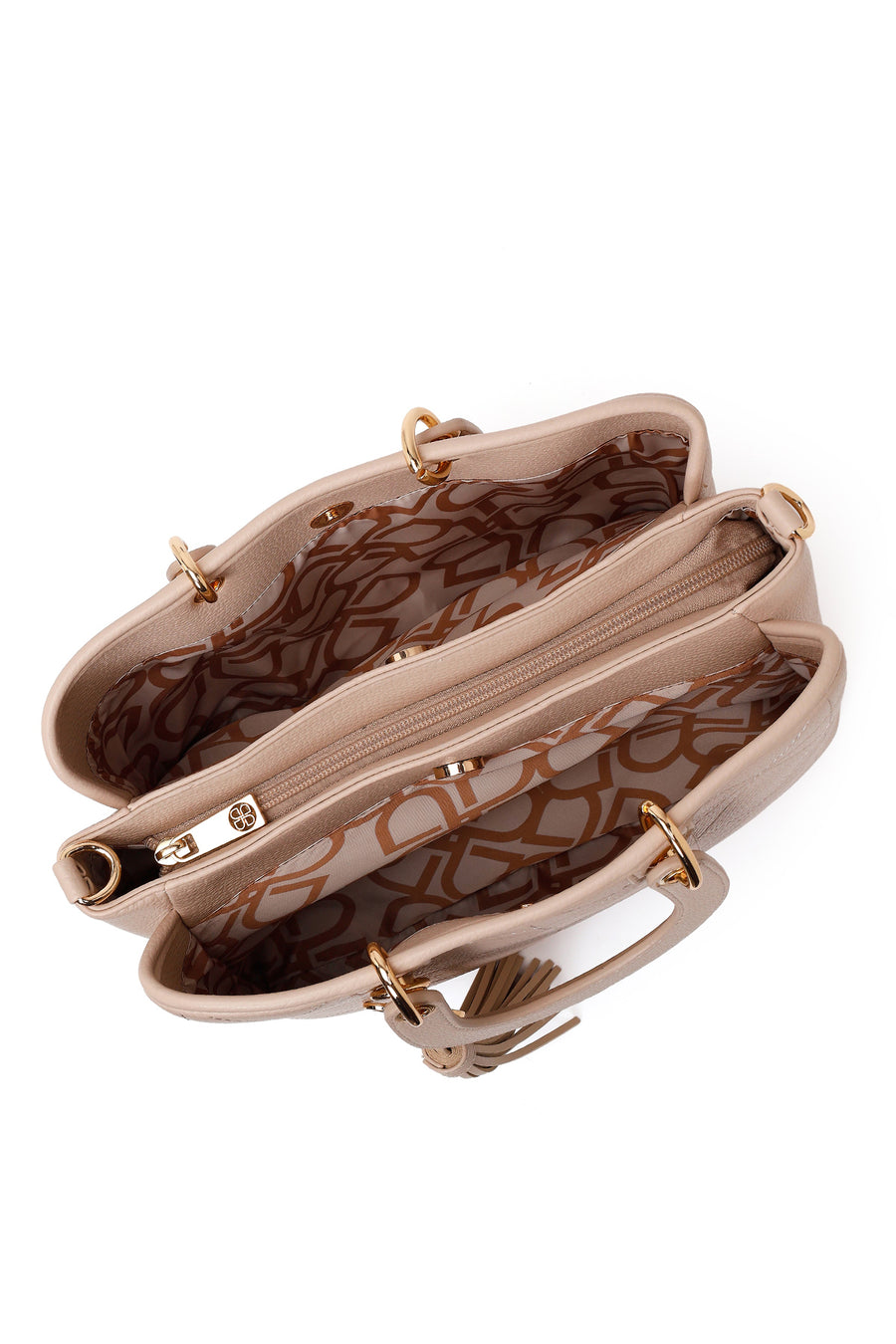 Woman Cream Long Strap Printed Shoulder Bag