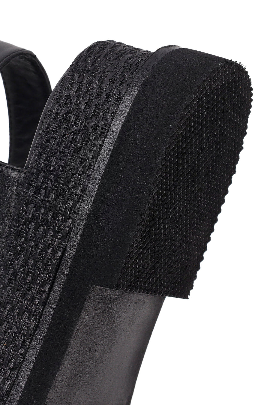 Women's Black Thick-Sole Leather Sandals