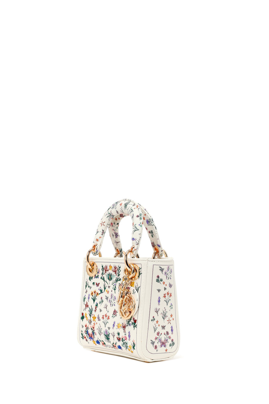 Woman Multicolored Patterned Mini Evening Bag with Long Chain Strap