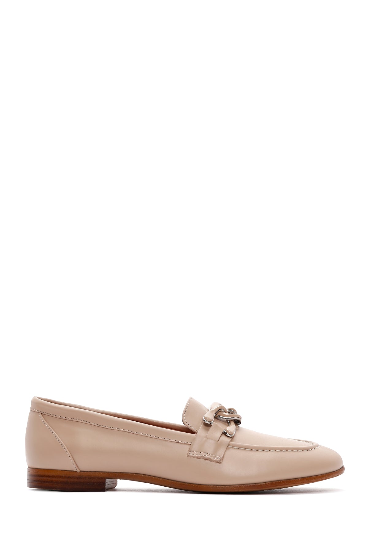 Women's Beige Leather Buckle Classic Loafer 23WFD132818 | Derimod