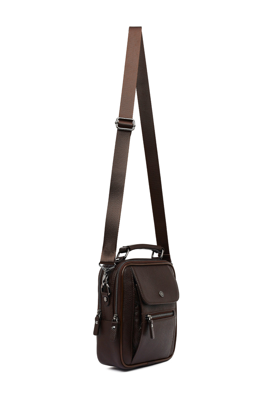 Men's Brown Leather Messenger Bag