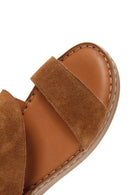 Women's Tan Strap Suede Leather Sandals | Derimod