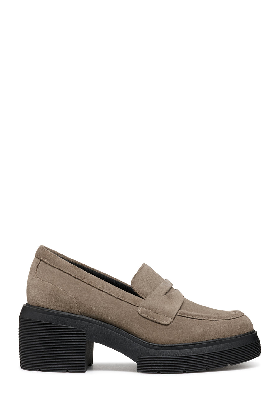 Geox Women's Mink Spherica Ec15 Thick Heel Suede Leather Masculine Loafer D46WWD00022C6029 | Derimod