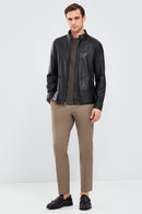 Clint Men's Brown Suede Double-Sided Leather Jacket | Derimod