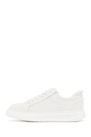 Erkek Beyaz Bağcıklı Kalın Tabanlı Deri Sneaker | Derimod