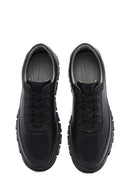 Erkek Siyah Bağcıklı Deri Casual Sneaker | Derimod