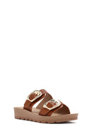 Kadın Taba Çift Tokalı Kalın Tabanlı Terlik | Derimod