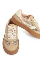 Women's Mink Lace-Up Fabric Sneaker | Derimod