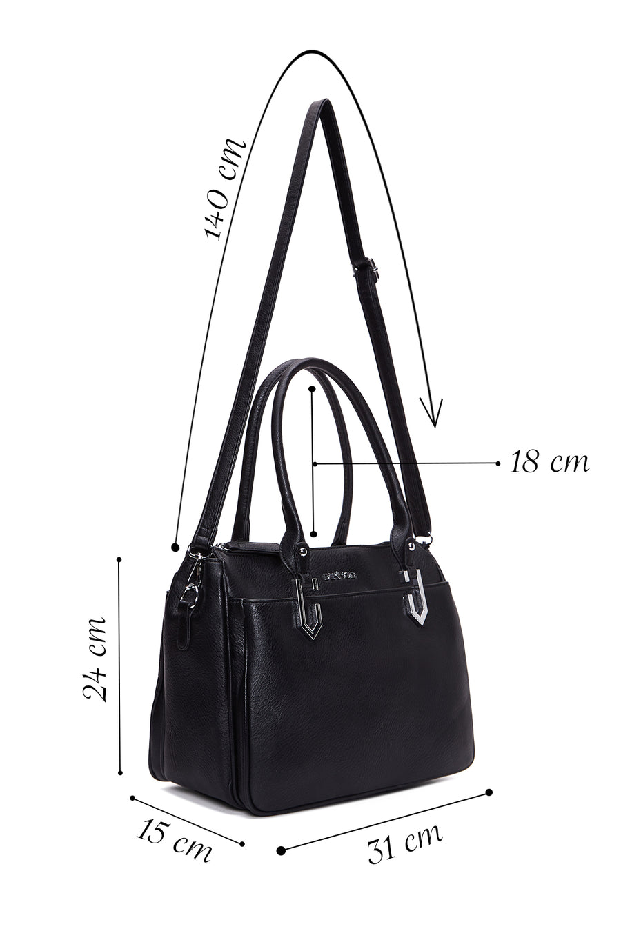 Woman Black Long Strap Printed Shoulder Bag