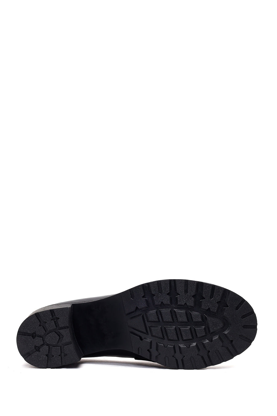 Woman Black Thick-Heeled Leather Loafer