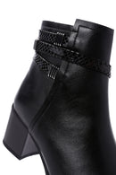 Woman Black Zip Closure Chunky-Heel Boots | Derimod