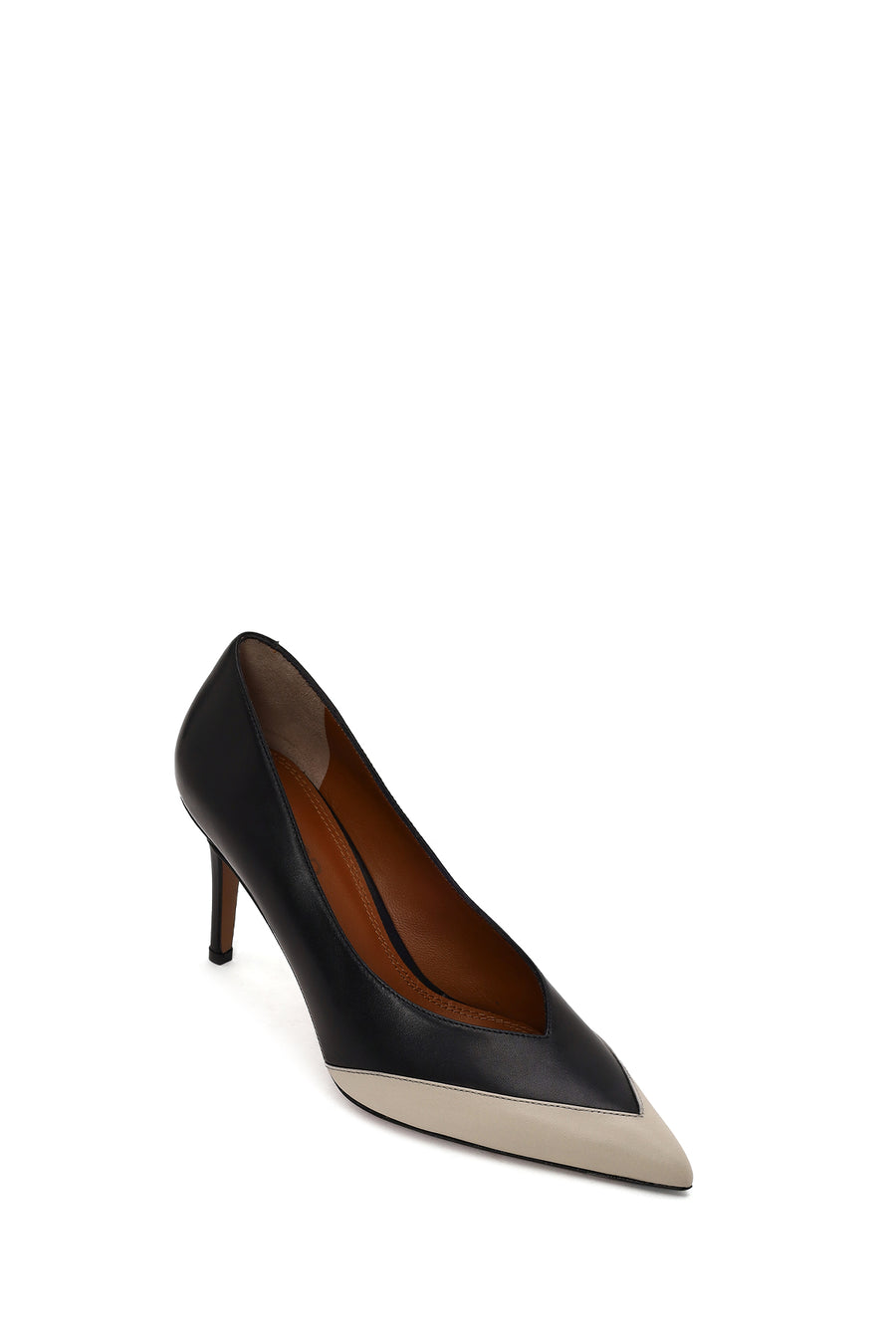 Woman Black Thin-Heeled Leather Stiletto