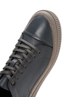 Men's Gray Leather Thick Soled Sneaker | Derimod