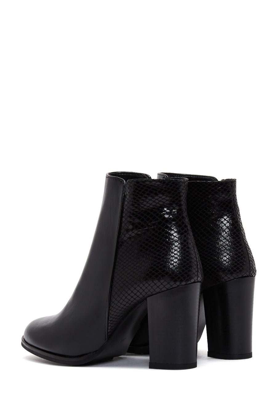 Women's Black Zippered Classic Heeled Boots