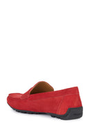 Geox Men's Red Kosmopolis + Grip Suede Leather Casual Loafer | Derimod