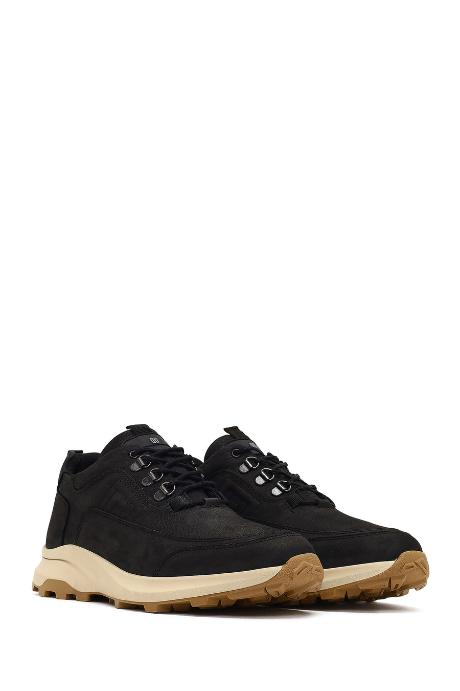 Erkek Siyah Bağcıklı Kalın Tabanlı Nubuk Deri Casual Sneaker