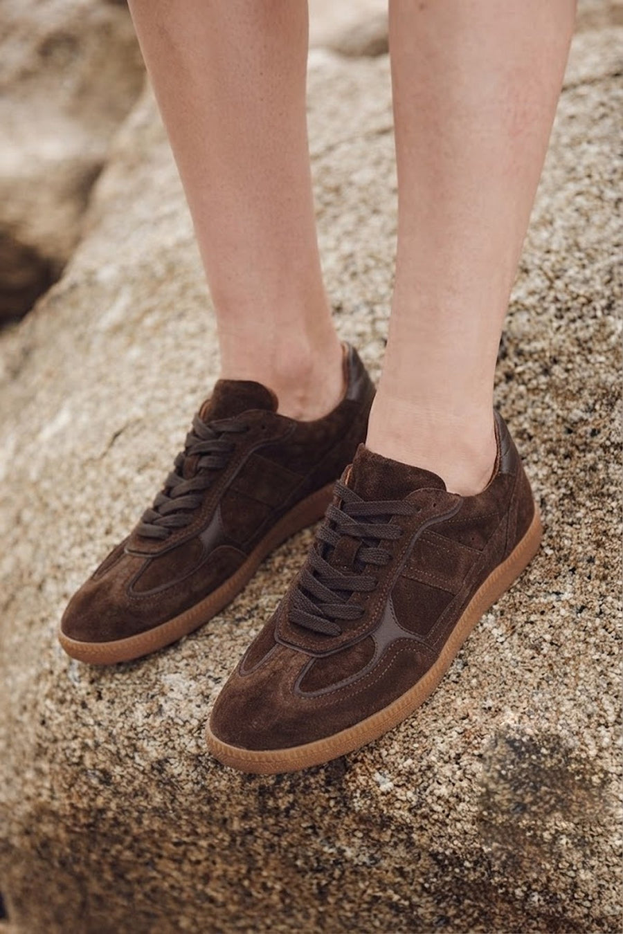 Woman Brown Lace-Up Suede Leather Sneaker