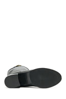 Woman Black Zip Closure Chunky Heeled Leather Boots | Derimod