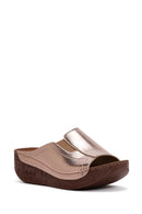 Women's Bronze Thick Soled Comfort Slippers | Derimod