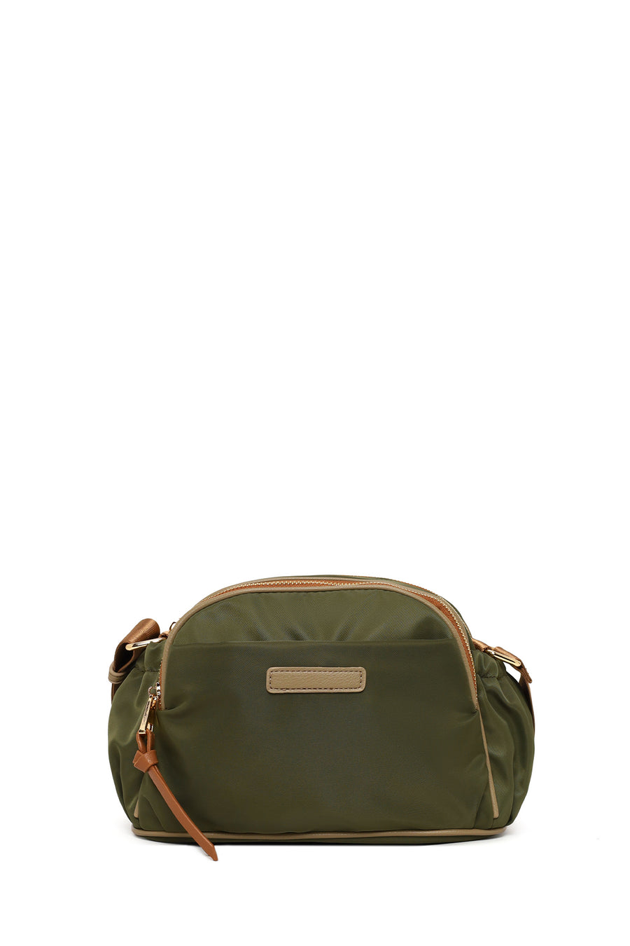 Woman Khaki Fabric Crossbody Bag