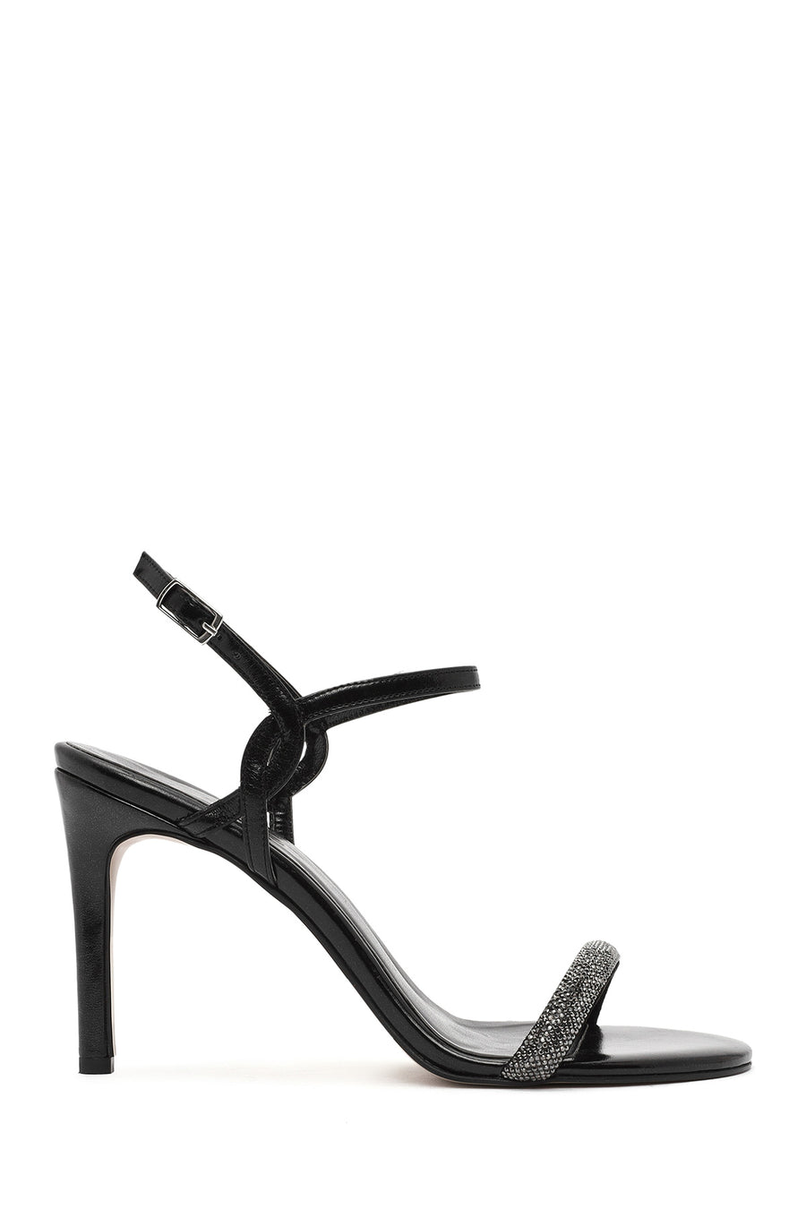 Women's Black Ankle Buckle Stone High Thin Heel Sandals 25SFE390714 | Derimod