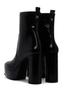 Women's Black Platform Thick Heeled Patent Leather Boots | Derimod