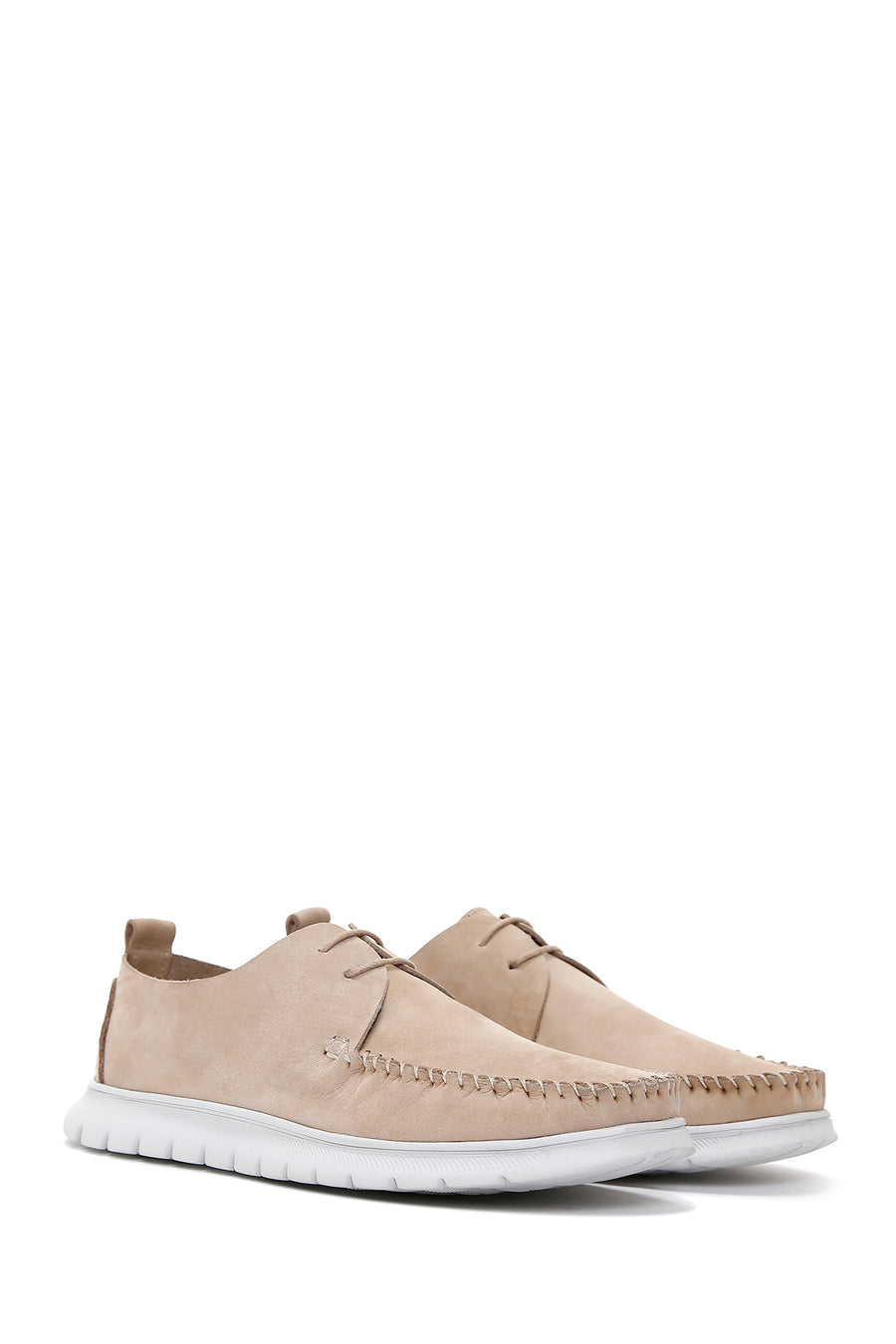 Men's Beige Nubuck Leather Casual Shoes