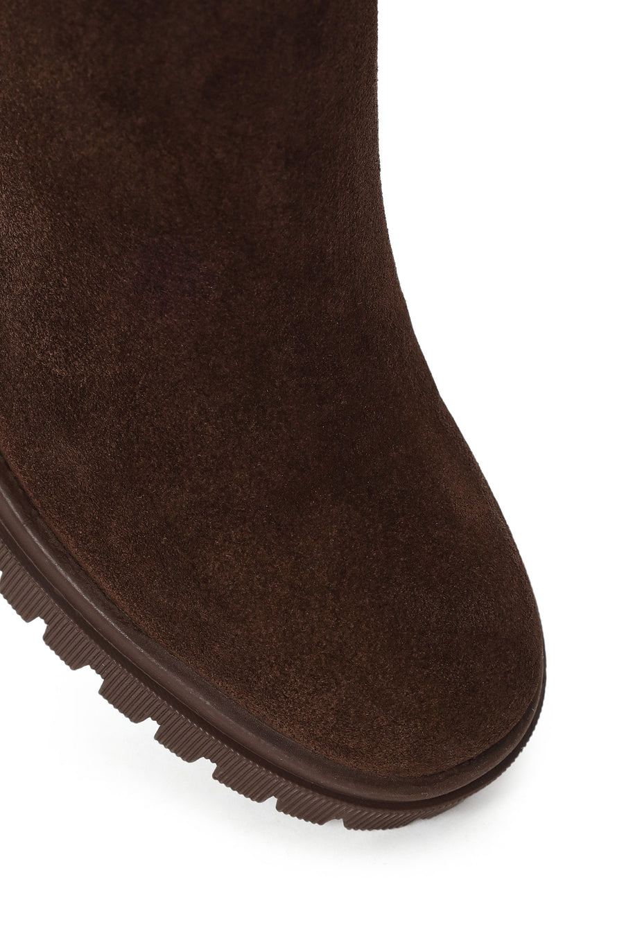 Woman Brown Zip Closure Chunky-Heeled Suede Leather Boots