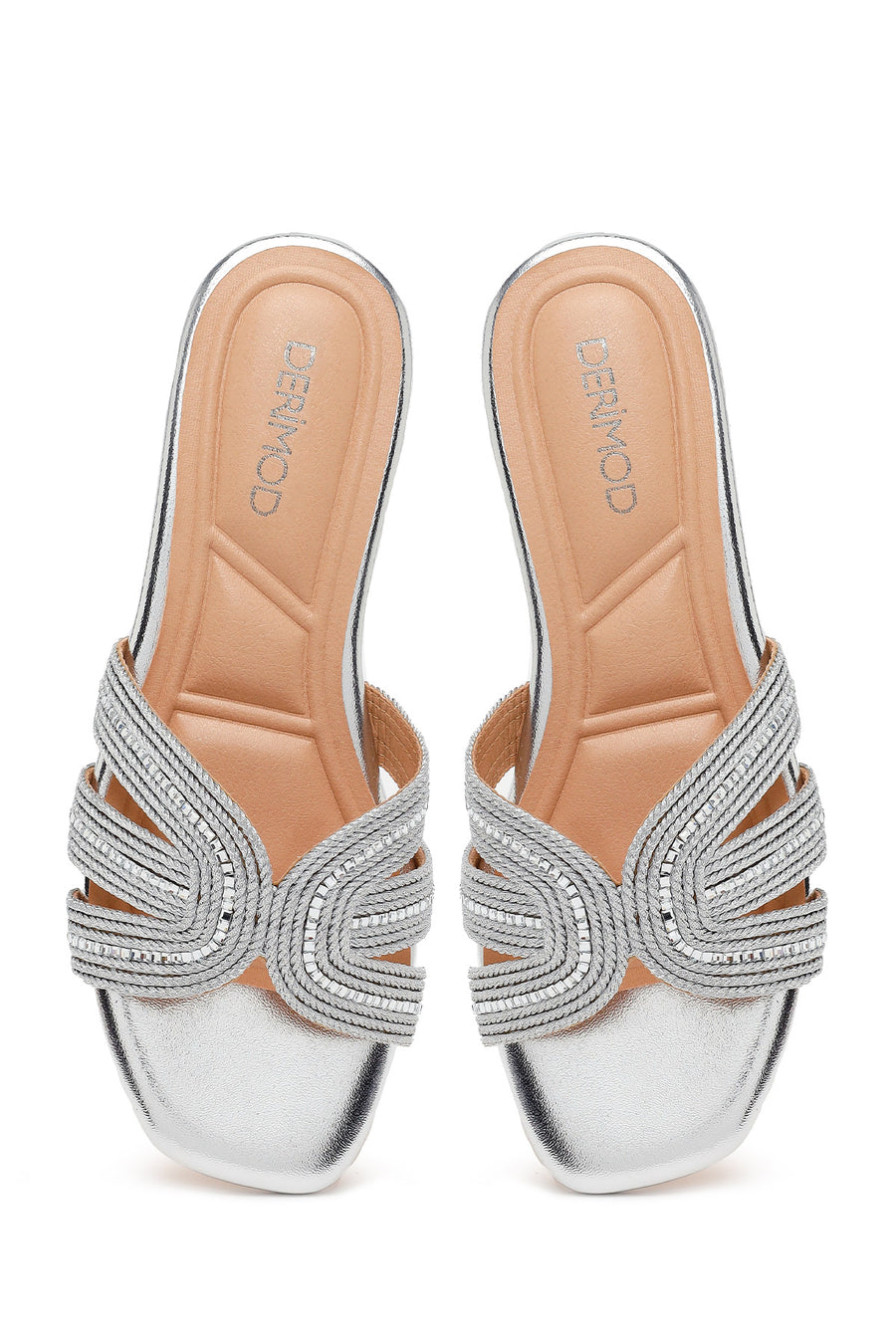 Woman Silver Slipper with Stones