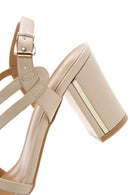 Women's Beige Thick Heeled Sandals | Derimod