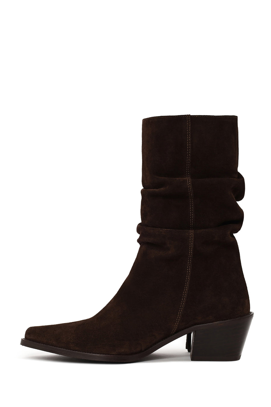 Woman Brown Chunky-Heeled Suede Cowboy Boots