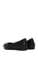 Women's Black Leather Buckled Ballerinas | Derimod