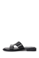 Women's Black Leather Slippers | Derimod