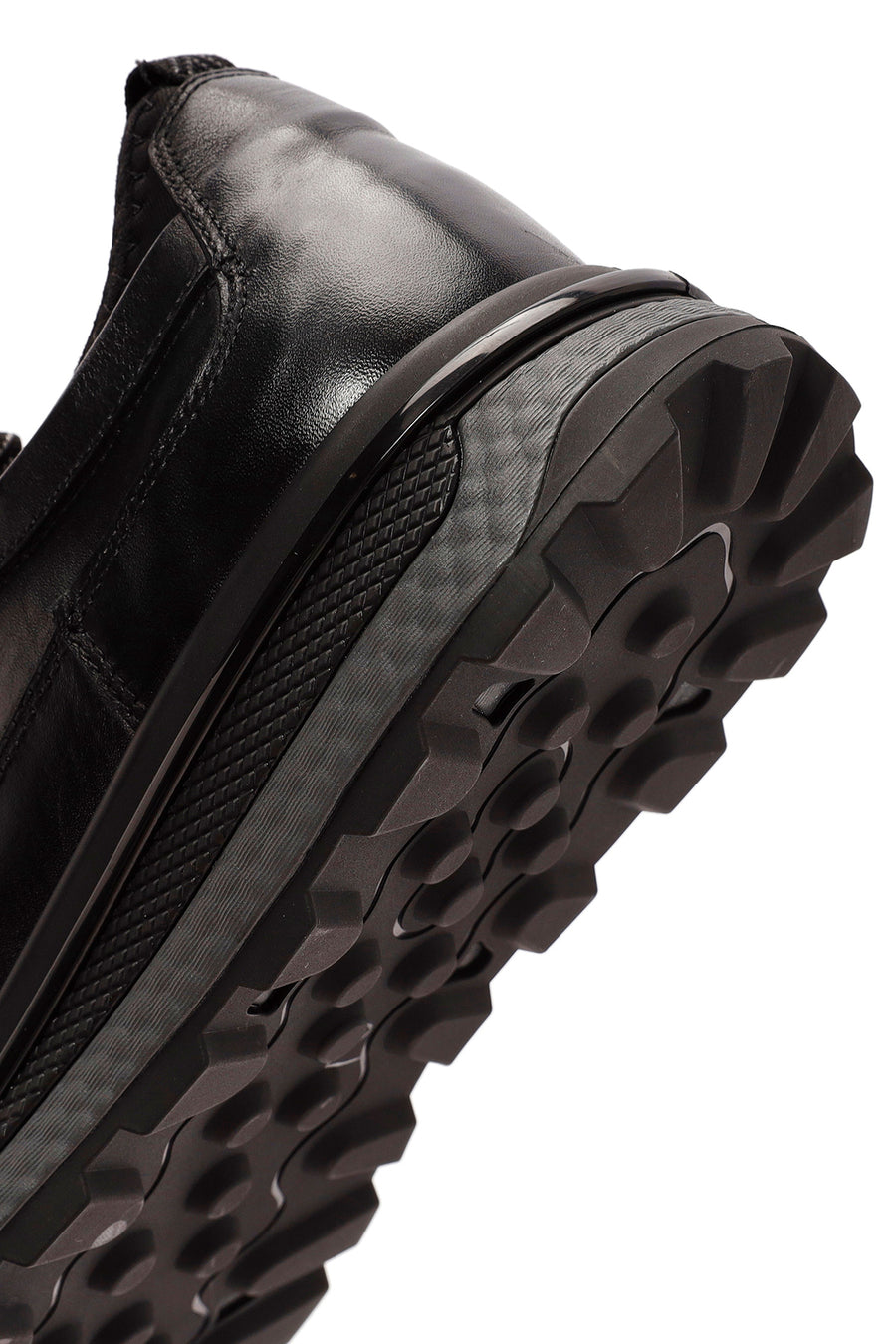 Men's Black Lace-up Leather Sneaker