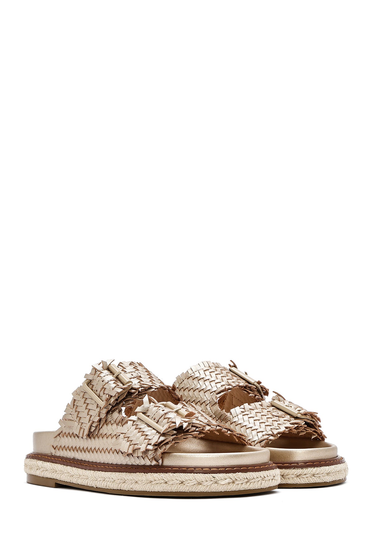 Kadın Bronz Kalın Tabanlı Metalik Terlik