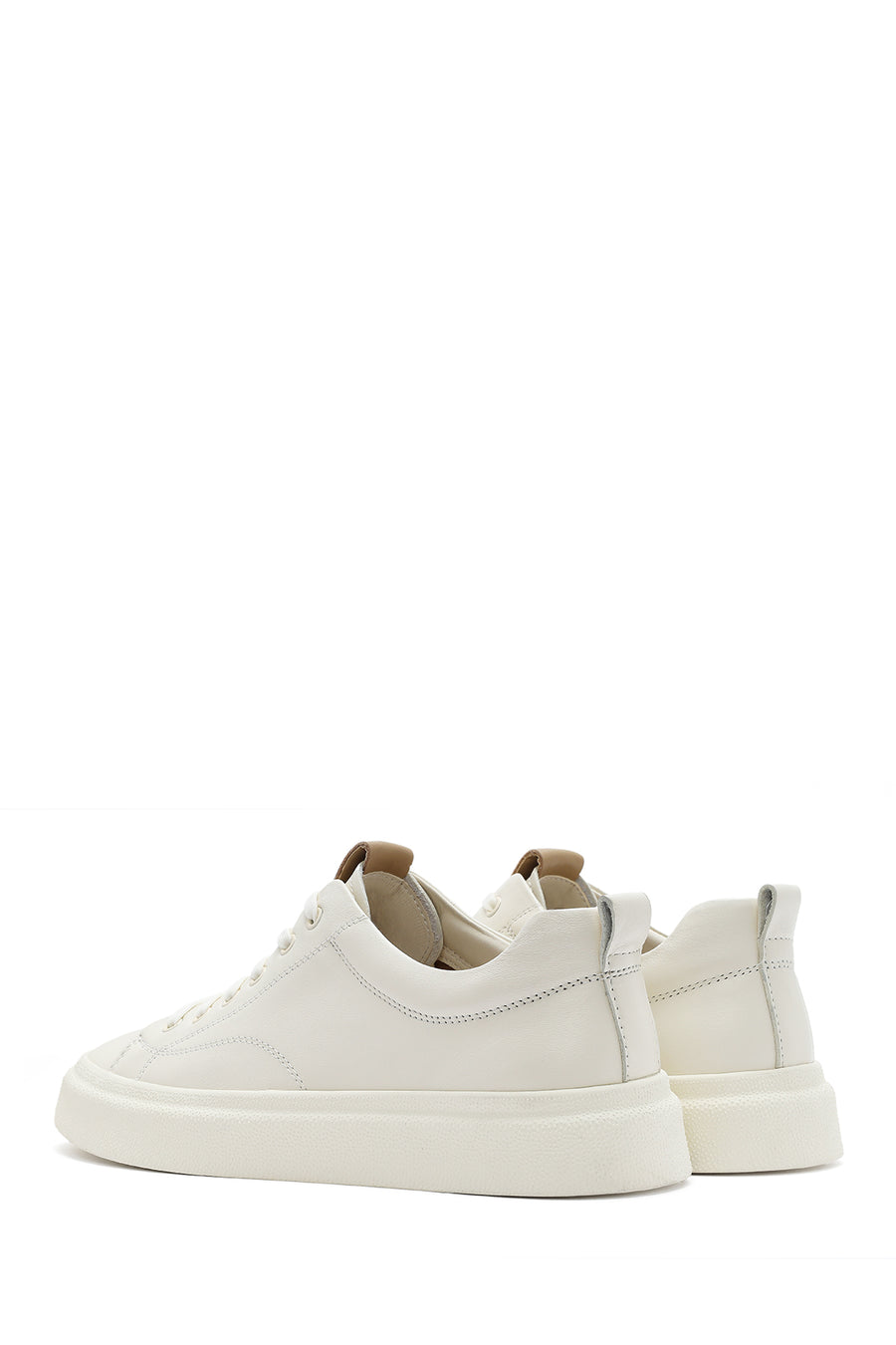 Male White Lace-Up Leather Sneaker