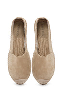 Women's Beige Suede Leather Espadrille | Derimod