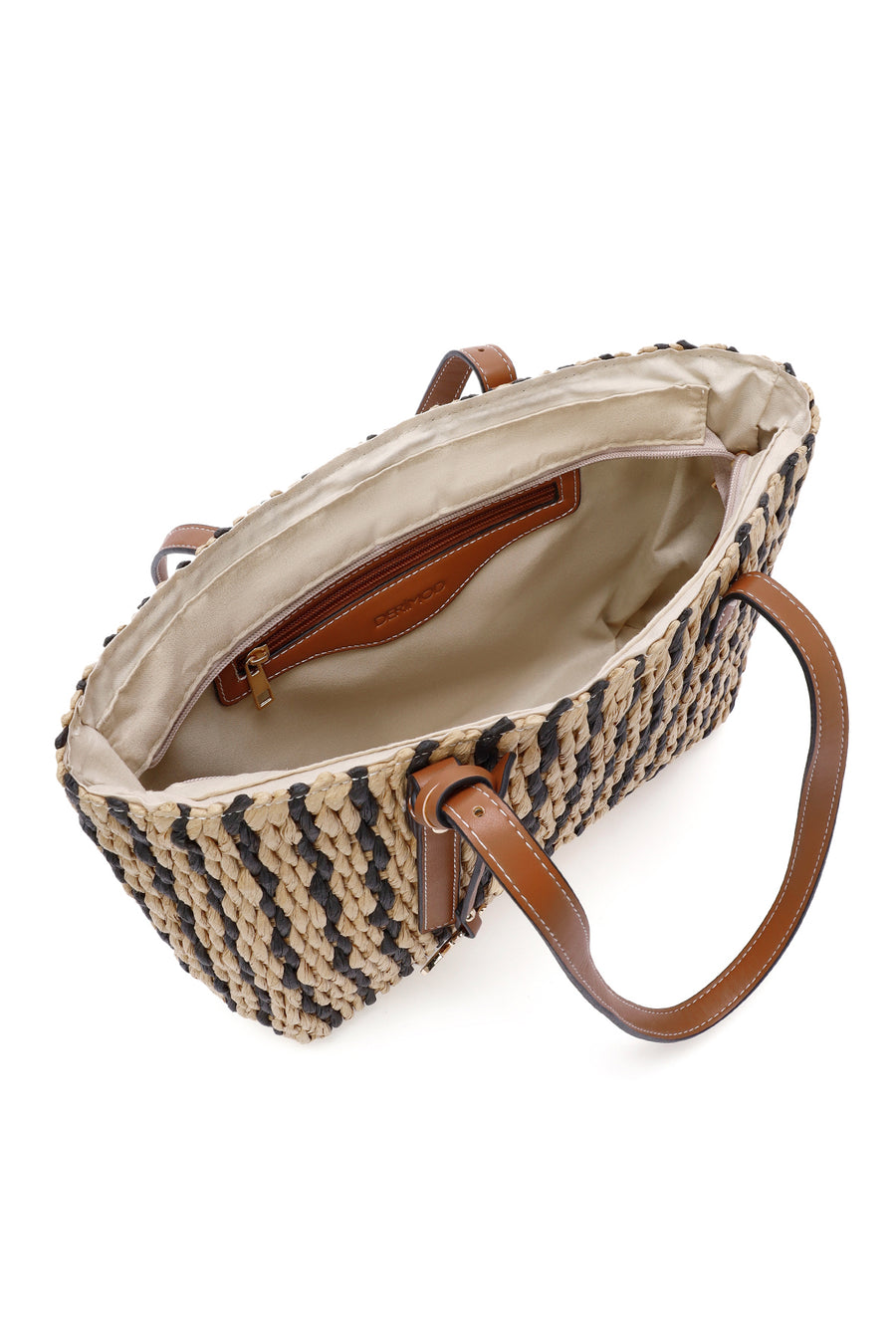 Women's Beige Straw Shoulder Bag