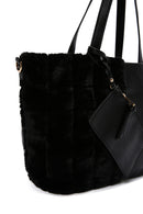 Women's Black Long Strap Plush Handbag | Derimod