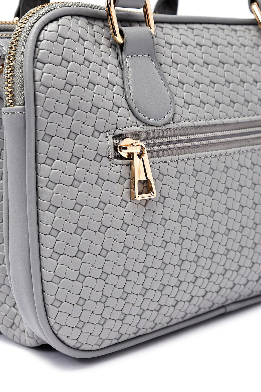Woman Grey Long Strap Printed Charm Shoulder Bag