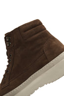 Men's Brown Thick Soled Laced Suede Leather Boots | Derimod