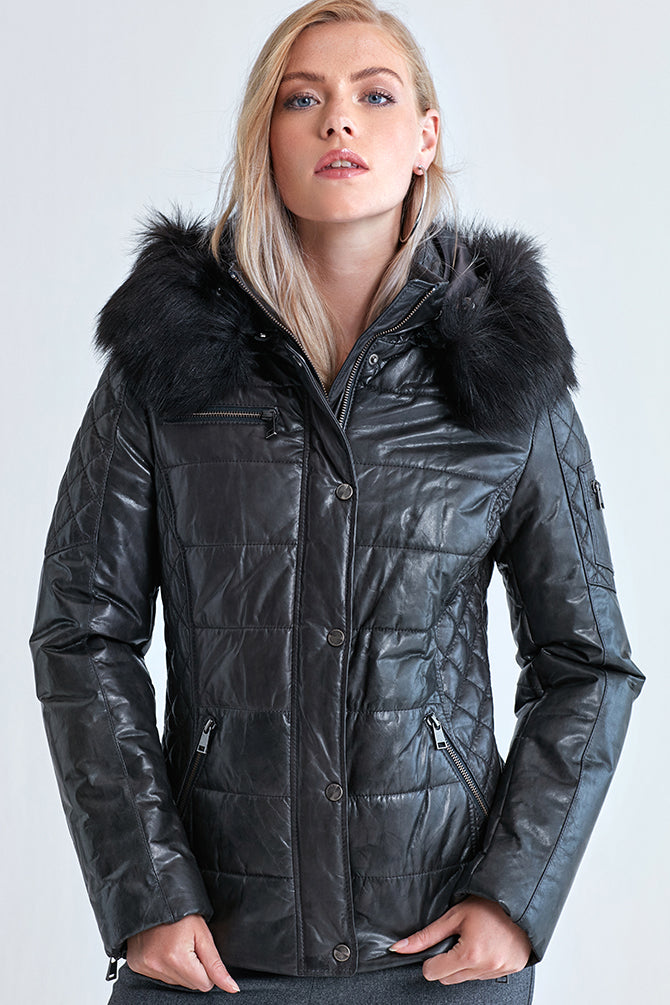 Blanch Women's Leather Jacket 18WGE5422BI | Derimod