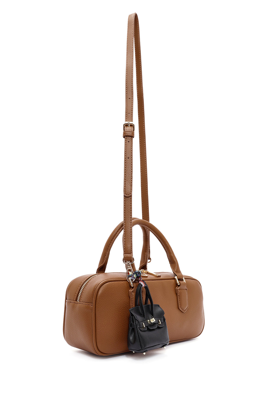 Women's Brown Long Strap Accessory Detailed Handbag