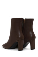 Woman Brown Zip Closure Heeled Boots | Derimod