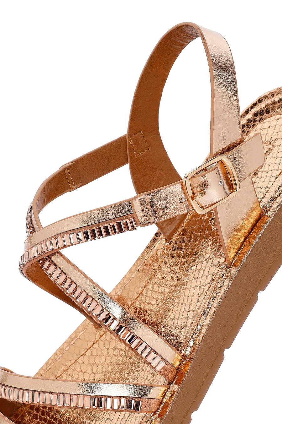 Women's Pink Thick Soled Stoned Sandals
