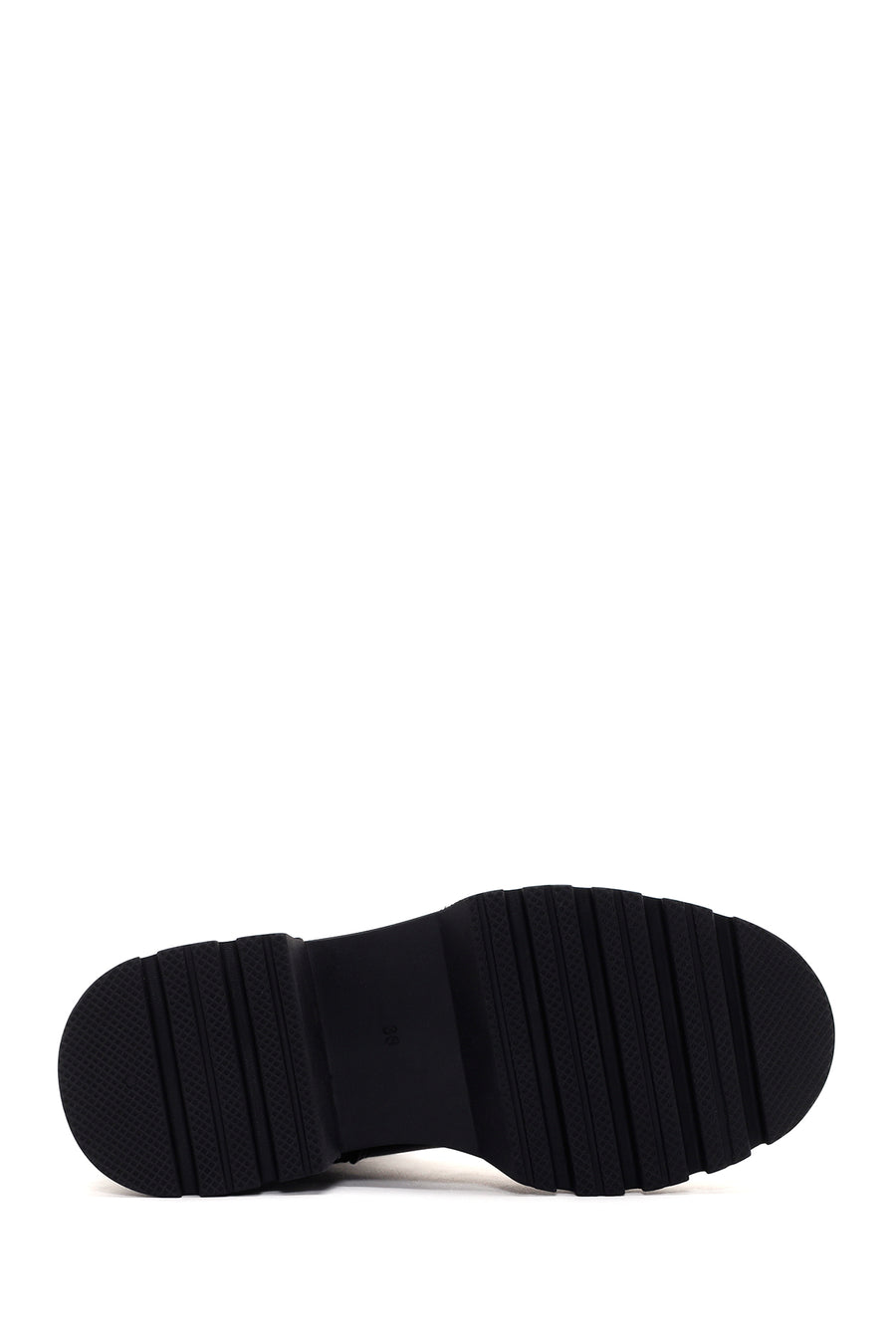 Women's Black Zippered Thick-Sole Leather Boots