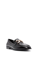 Women's Black Buckle Detailed Leather Masculine Loafer | Derimod