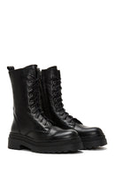 Women's Black Leather Thick Soled Boots | Derimod